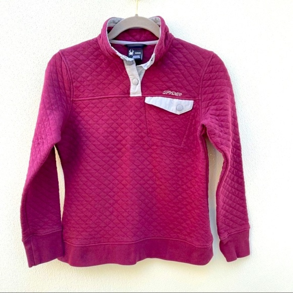 Spyder quilted pullover sweatshirt medium purple grey buttons